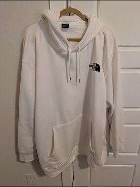 The North Face White Pullover Hoodie with Black Logo